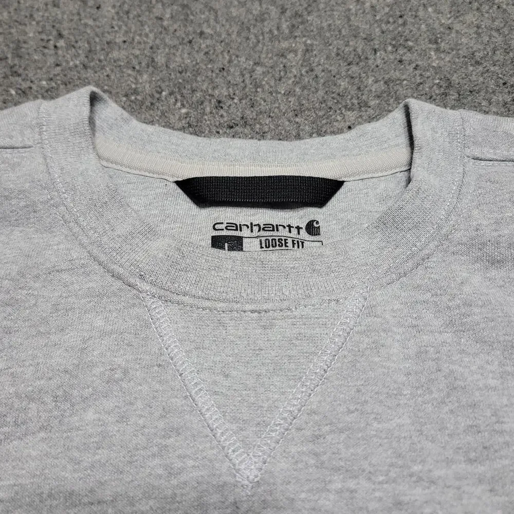 Carhartt Sweatshirt Men Large Heather Gray K124 Marquette Crewneck Dorito Stitch